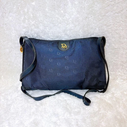 Sac bandoulière Dior vintage logo nid d'abeille marine or quincaillerie authentique