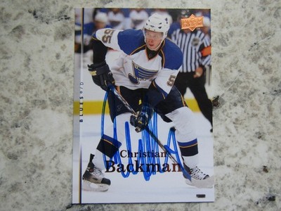 St. Louis Blues Christian Backman Signed Autographed 2007-08 Upper Deck Mint
