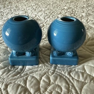 Fiesta HLC Peacock Blue Ball Candle Holders Deco Design w Original Tag