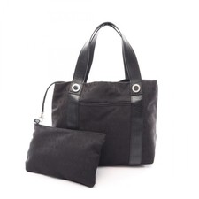 BVLGARI Logo mania Tote Hand Bag canvas leather Black Used Women
