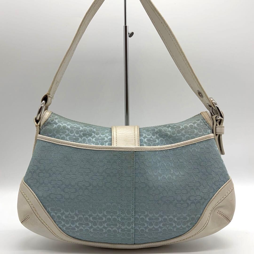 Coach Soho Signature Shoulder Bag Blue White Leather … - Gem