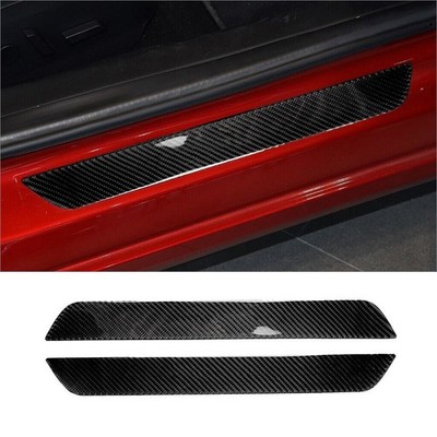 2Pcs Kohlefaser Innentür Sill Akzent Abdeckung Trim für Tesla Model Y / 3