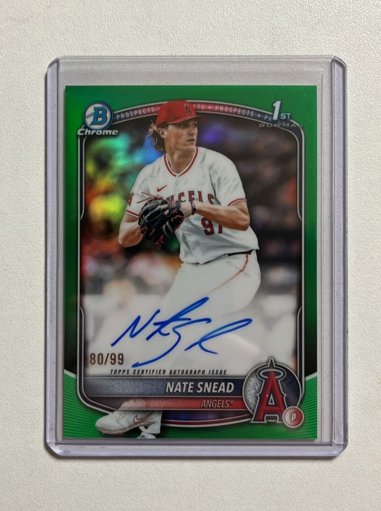 2025 BOWMAN DRAFT CHROME NATE SNEAD GREEN REFRACTOR AUTO /99 LOS ANGELES ANGELS