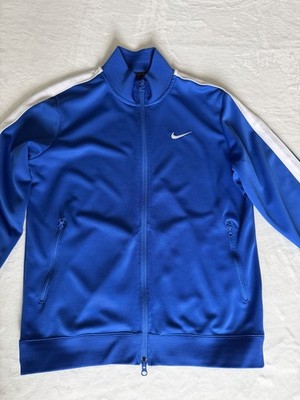 Nike Jacket Mens Medium Blue White Full Zip Track Athletic Swoosh Vintage Style