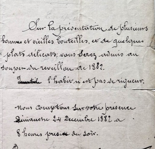 1882 Antique Drawing - New Year's Eve DINNER INVITATION Project