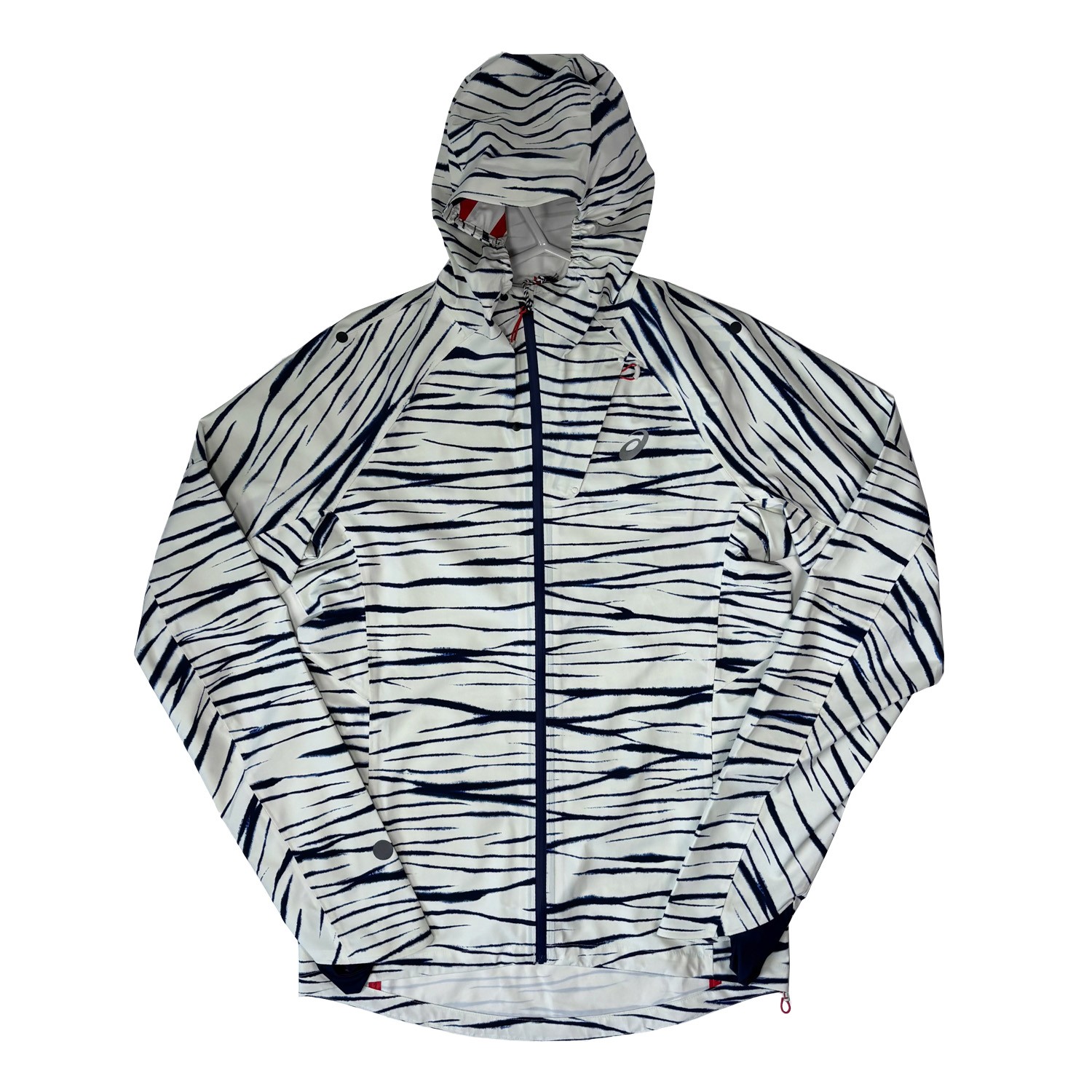 Chaqueta de Entrenamiento para Correr Impermeable para Hombres ASICS Metarun Shibori Blanca (Tallas S-XL)