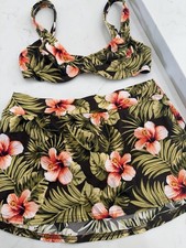 Venus Rare Vintage Bikini Bathing Floral Swim U/W Top C  10 Skirted Bottoms