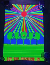 VINTAGE Let the Sunshine In Poster  35x24 Blacklight John Ferry Black Light Vtg