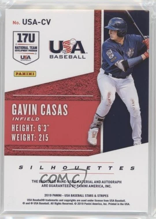 2019 Panini USA Baseball Stars & Stripes Jerseys Prime /25 Gavin Casas Auto - Image 2 of 2