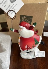 Russ Berrie Co Moments Of Wonder Santa 5” Hand Painted Holds Photo Boxed Xmas