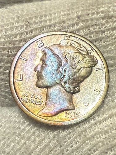 * 1919-S FSB * SUPERB+ GEM AU + MERCURY SILVER DIME * FROM ORIGINAL COLLECTION