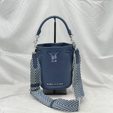 Marc Jacobs Womens The Groove 2.0 Bucket Crossbody Bag Leather Azure Blue