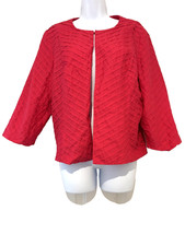 Chico's sz 2 pinky/red mandarin collar cotton blazer G