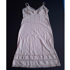 Ivory Coquette Lace Trim Satin Slip Dress Ren Faire Cottagecore Fairy Feminine S