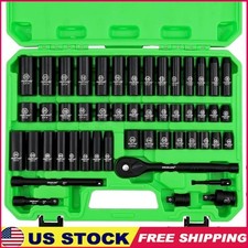 50Pc Chrome Vanadium Socket Set 3/8 Drive Ratchet Extensions Laser Marked New