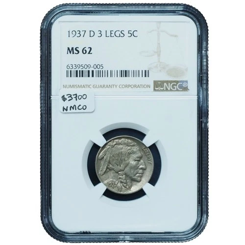 1937-D 3-Legged Buffalo Nickel MS62 NGC – Iconic Mint Error Classic