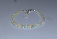 Natural Ethiopian Wello Fire Opal Gemstone Fire Beads 7.5''Bracelet AF0239