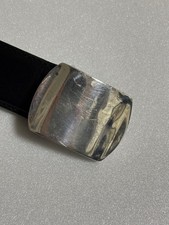 Chrome Hearts Military Buckle Leather Belt Silver 925 Size 34 Black Men's Simple