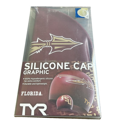 TYR Florida State (FSU) Maroon Graphic Silicone Swim Cap Adult One Size New