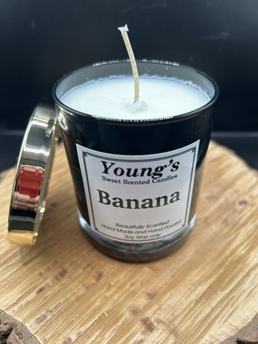 Banane schöne Soja Kerze 20cl handgefertigt Silikon Golddeckel handgegossen - Bild 2 von 7