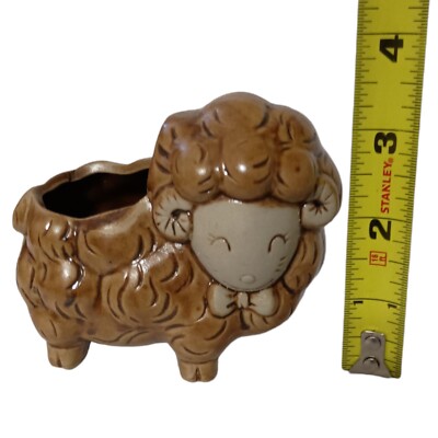 Small Sheep Ram Planter Mini Vase Rustic Ceramic Succulent Air Plants Farmhouse