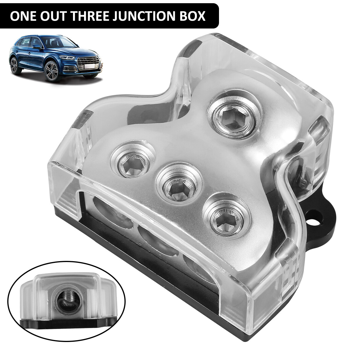 3 Way Power Distribution Block Zinc Car Audio Wire Splitter 1×0 Gauge