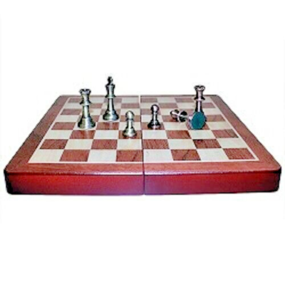Jeu D’échecs Plateau Bois 29×29 Cm – Pièces Métal – Neuf