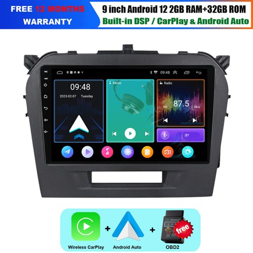 For Suzuki Vitara 2015-2020 CarPlay Sat Nav GPS Head Unit BT DAB Radio Stereo 9"