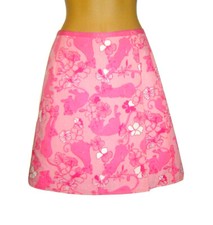 Lilly Pulitzer Reversible Wrap Skirt Pink Grranium Lion Mizner Butterfly Siz 0