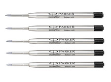 5 x Parker Ball Point Pen Refill Refills, Medium Tip, Black Ink, Jotter, Classic