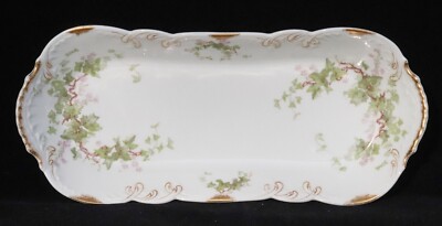 ANTIQUE M REDON LIMOGES FRANCE RELISH CELERY DISH GREEN IVY c.1892-1896 ~ 12 ¼ 