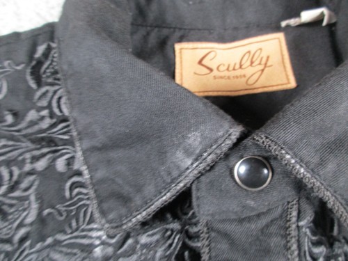 Scully Western Shirt Mens Large Black Embroidered Cowboy Rodeo Smile Pocket - Picture 6 of 16