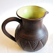 1-STUDIO ART POTTERY PITCHER-4.3/4" BY SIX NATIONS MOHAWK POTTERY-KAREN WILLIAMS