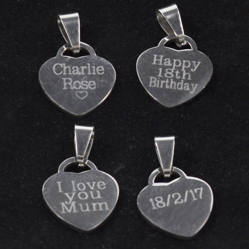 Etiqueta ovalada de corazón grabable personalizada acero inoxidable grabada joyería regalo - Imagen 6 de 10
