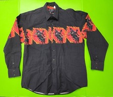 Vintage 90's Roper Western Cowboy Rodeo Bullrider Pearl Snap Shirt Size Large