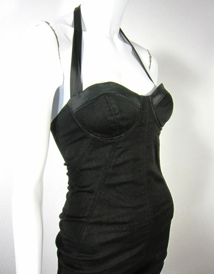 MARCIANO SLEEVELESS HALTER OPEN BACK DRESS SIZE 0 SOLID BLACK COCKTAIL - Image 4 of 4