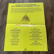 Rare Original Roky Erickson Press Kit Bio Promo Poster 1990 Where The Pyramid..