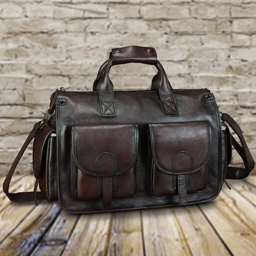 Genuine Leather Messenger Bag and Briefcase Purse for Men Real Leather Shoulder - Picture 14 of 15
