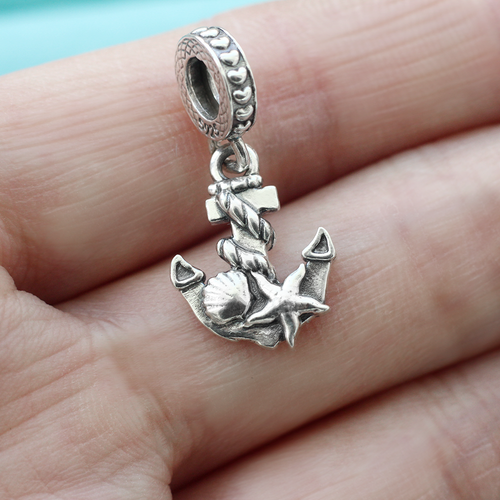 925 Sterling Silver Anchor Charm Pendant Starfish Seashell Fit European Bracelet - Picture 6 of 6