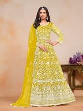 Bright Yellow Anarkali Set for Women Bollywood Style Indian Pakistani Traditiona