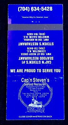 CAP N Steven s Mocksville North Carolina Vtg Matchbook Cover B-1923