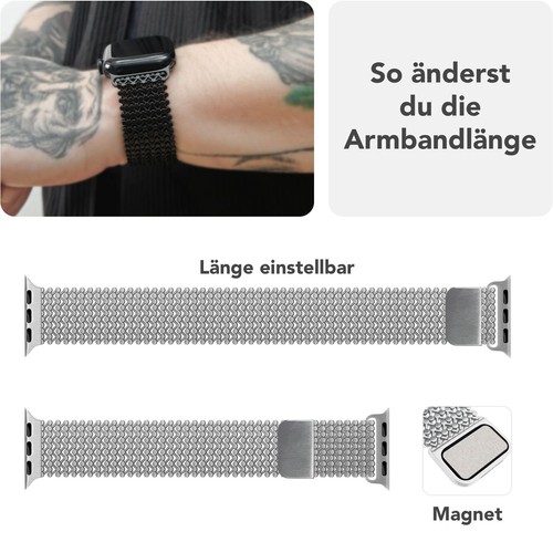 Correa de malla de acero inoxidable para Apple Watch Ultra SE 10 9 8 7 6 5 4 3 2 1, 42-49mm - Imagen 8 de 8