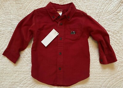 NWT Gymboree Red Corduroy TRAIN Long Sleeve Button Shirt Boys 18