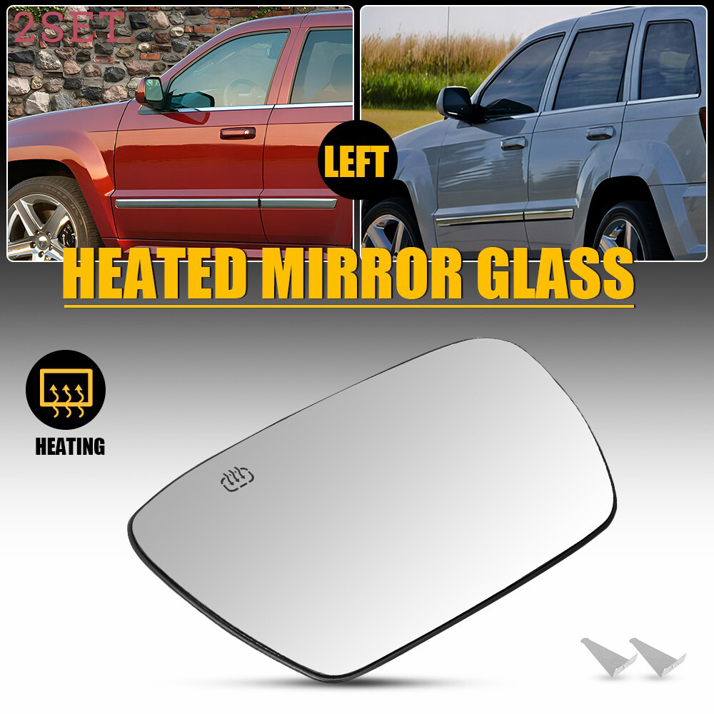 2set Driver Left LH Side Heated Mirror Glass For 2005-2010 Jeep Grand Cherokee E