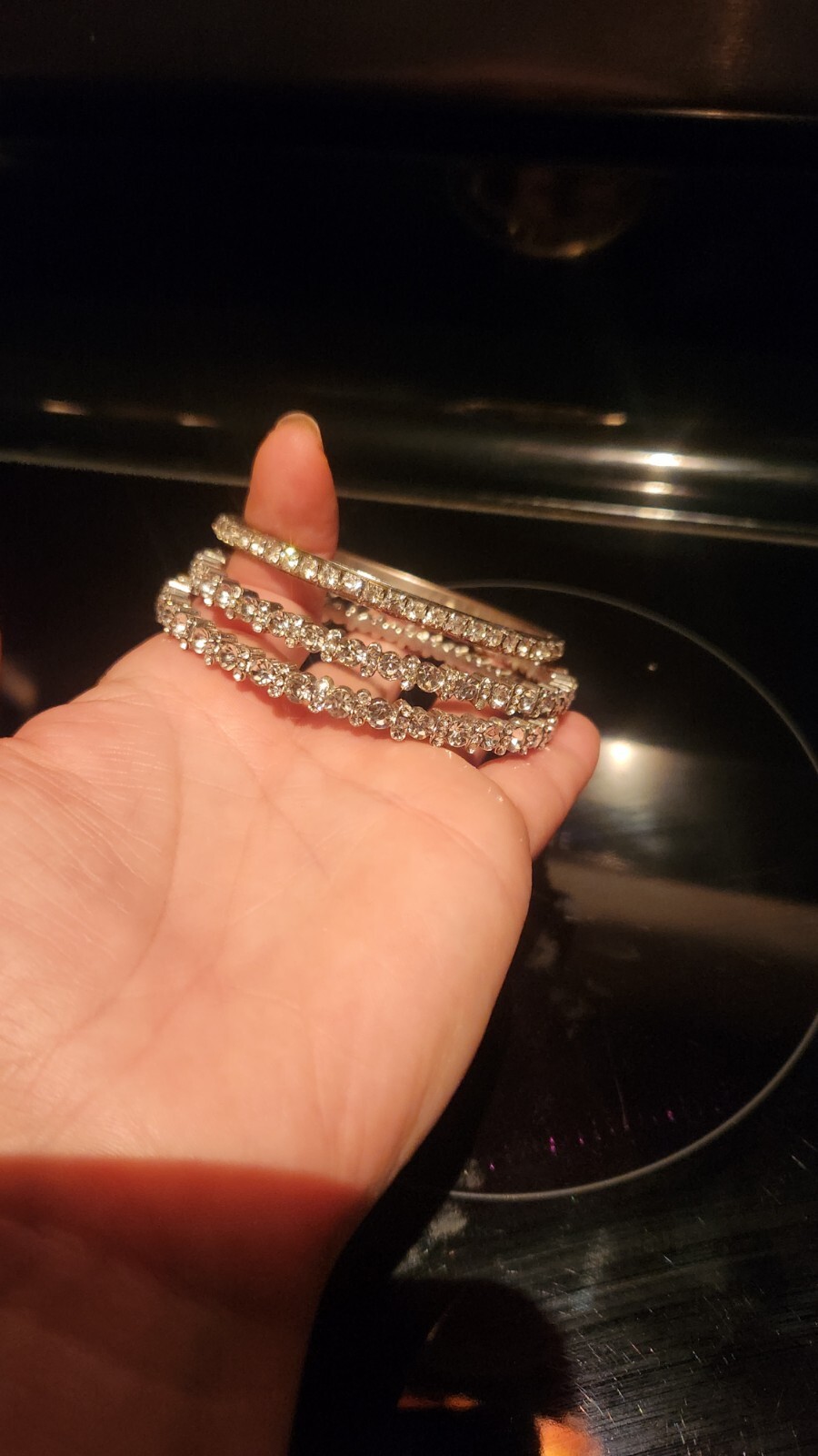 3 Bangle Bracelets With Crystals - image 1