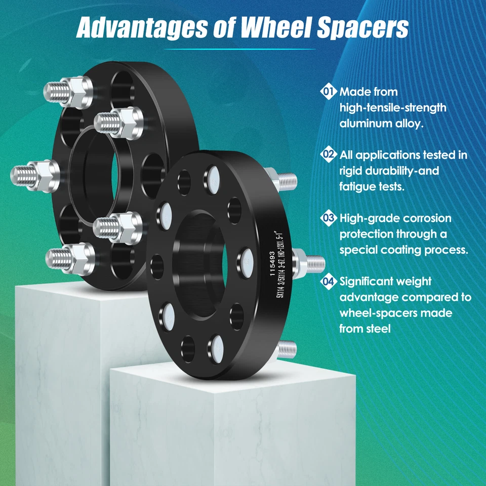 2PC 1" (25mm) Espaciadores de rueda centrados en el cubo 5x4.5 5x114.3 Para Hyundai Elantra Mazda 3 Foto 4 de 4