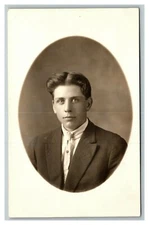 Vintage 1910's RPPC Postcard - Studio Portrait of Well Dressed Boy