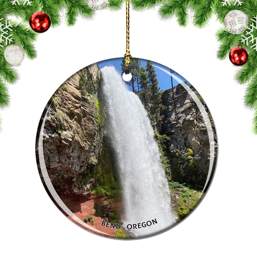 Oregon Bend Tumalo Falls USA Christmas ornament city travel souvenir