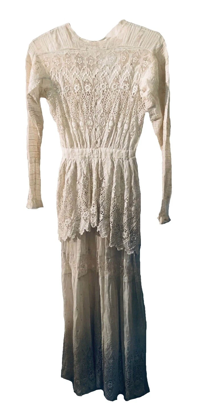 Ropa Vintage Eduardiano Boda de algodón para mujeres