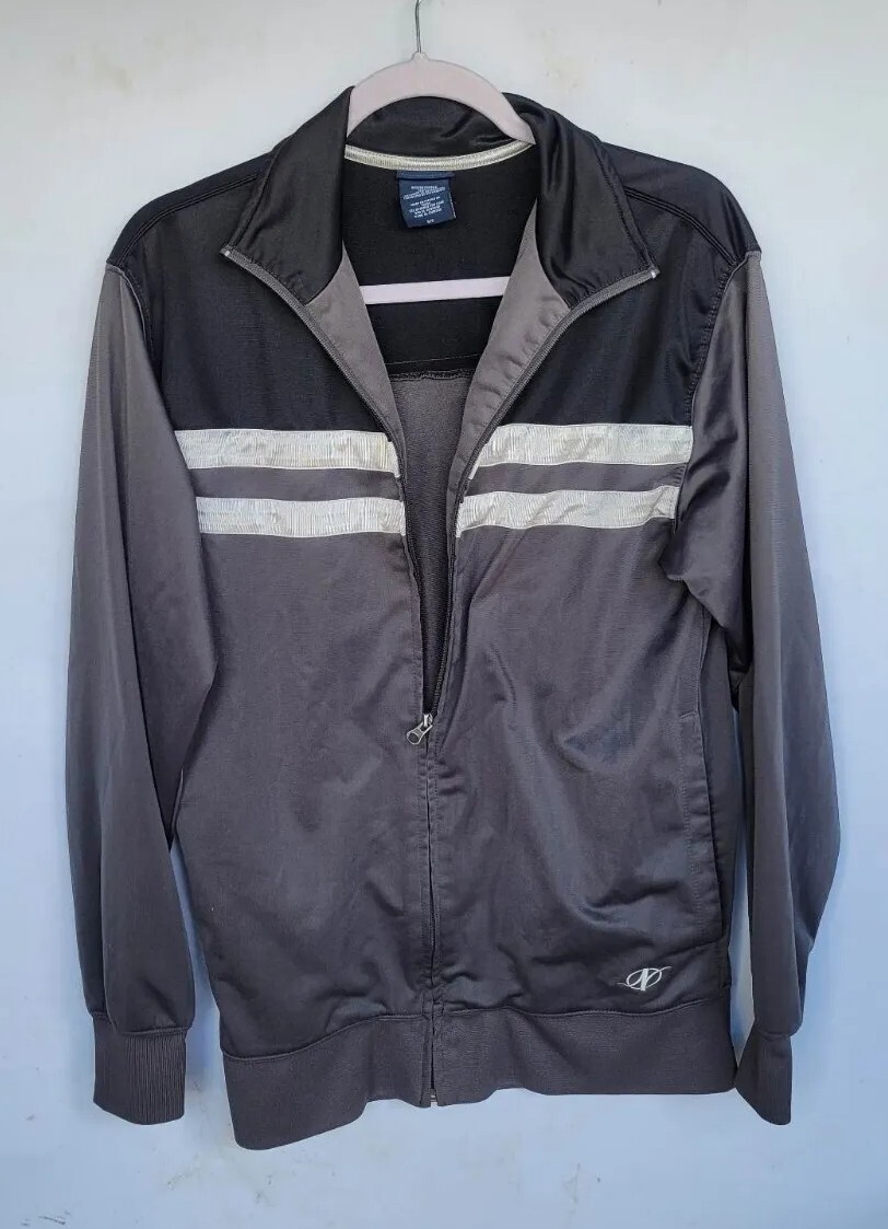 Nordic Track Jacket Athletic Top Black Gray Full Zip Size S/C